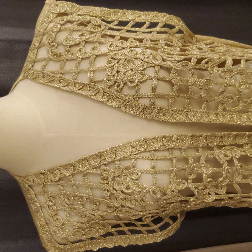 Lisa Originals Metallic Gold Crochet Vest